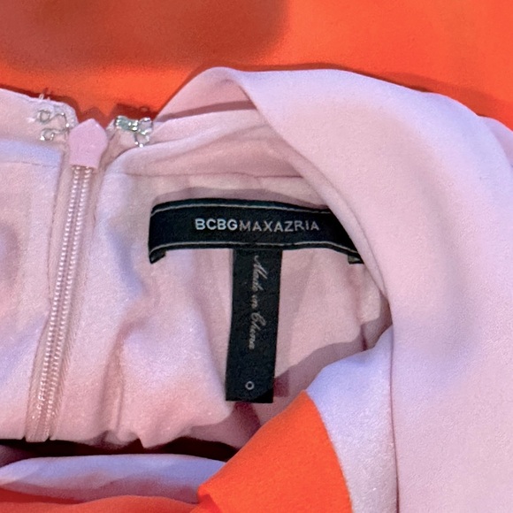 BCBGMAXARIA Scarleta Color-Block Orange and Pink Gown Dress Size 0 - Picture 8 of 12